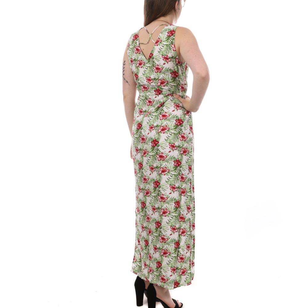 Vero Moda Robe Longue Blanche/Verte à fleurs Femme Vero Moda Easy