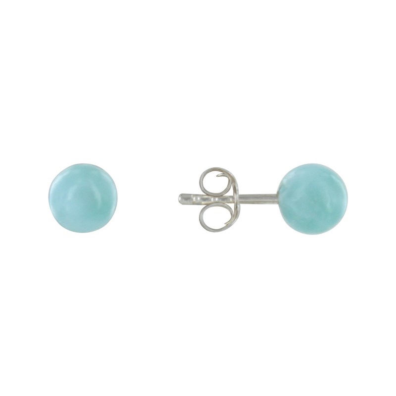 Boucles d'Oreilles Argent Clous Petite Perle de Larimar