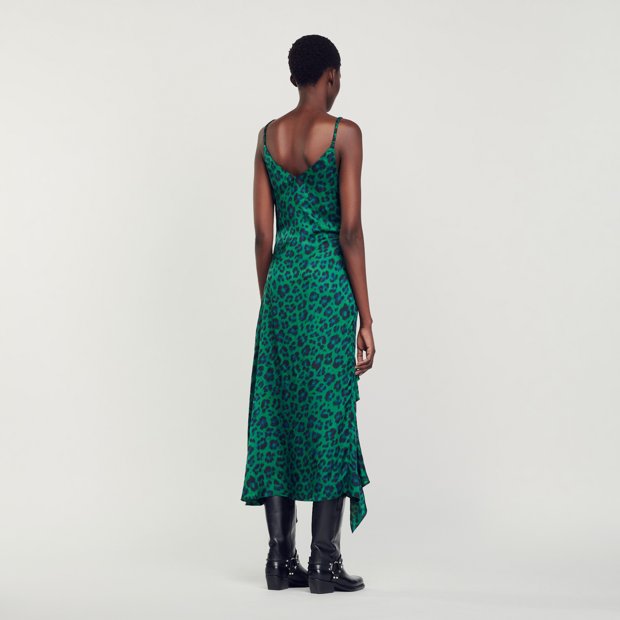 Robe fendue imprime leopard