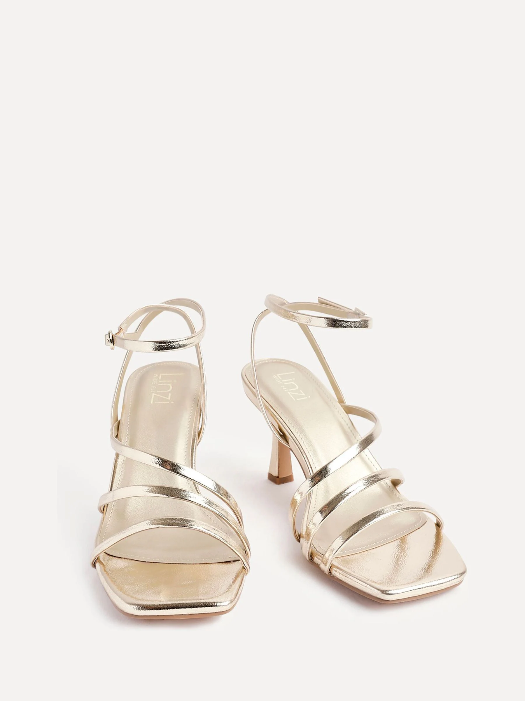 Goud - Linzi Reflect Wide Fit Strappy Heeled Sandals