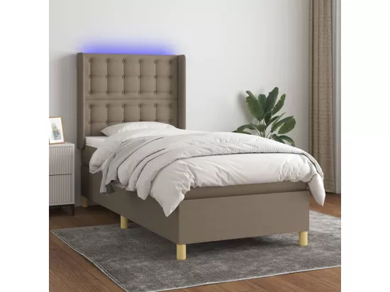 Sommier tapissier avec matelas et LED Taupe 90x190 cm Tissu
