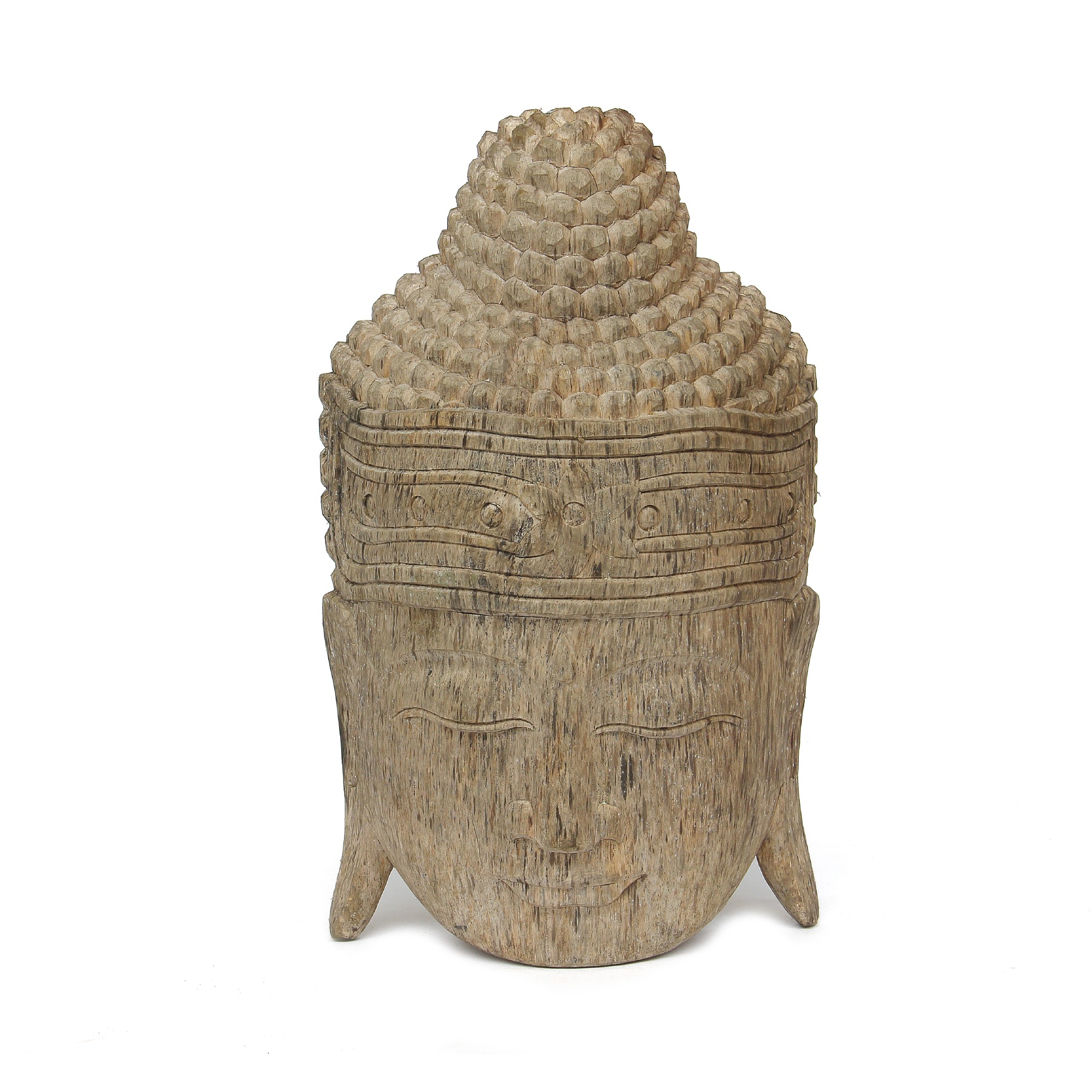 Buddha-Maske, grau, T 11 cm, B 25 cm, H 40 cm von fischer's lagerhaus