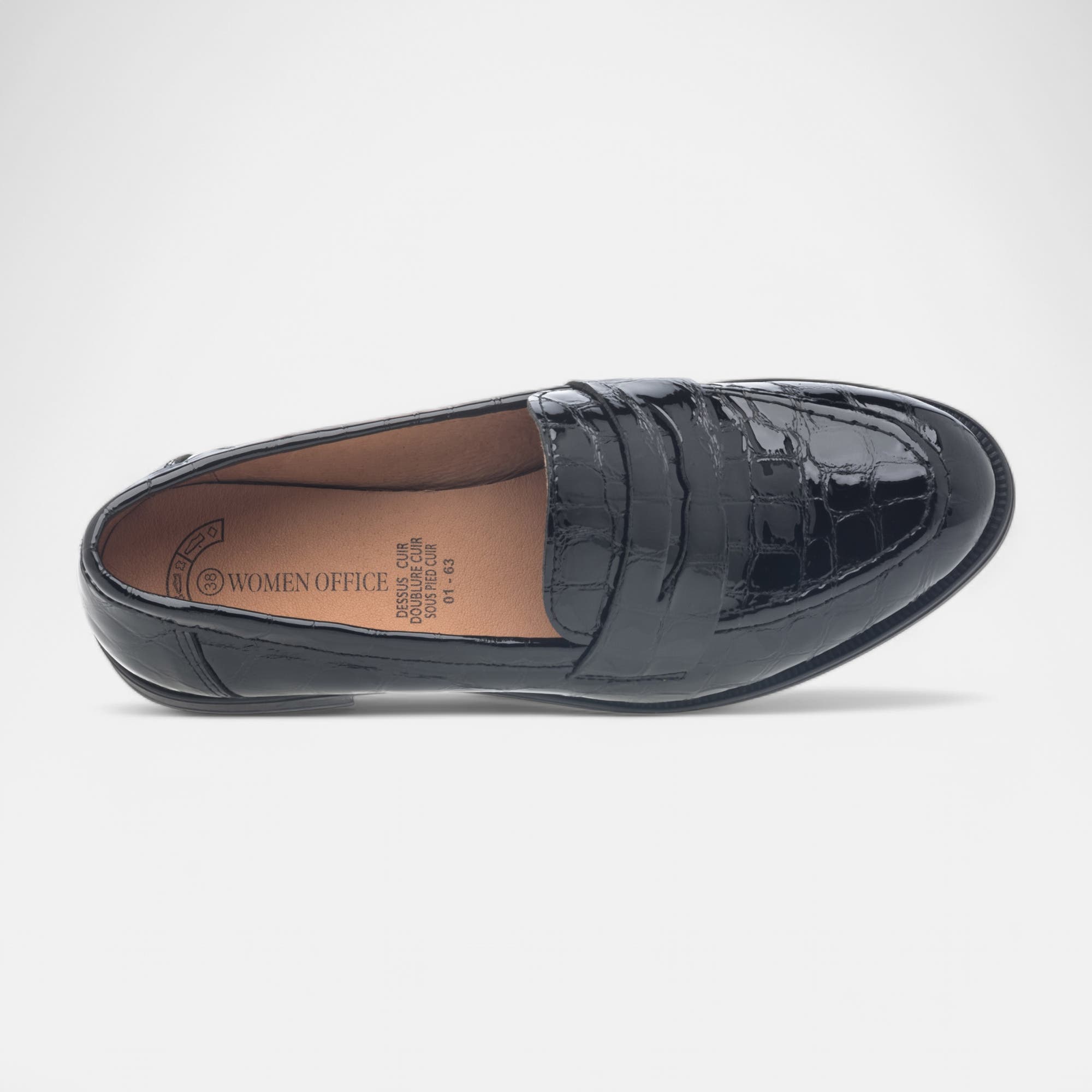 Mocassins Femme en cuir noir vernis