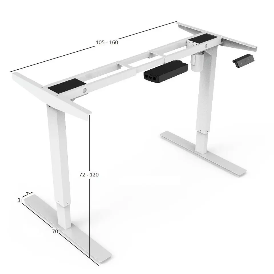 Elektrisch verstelbaar bureau - 160x80 cm - Single motor - Wit / Licht eiken