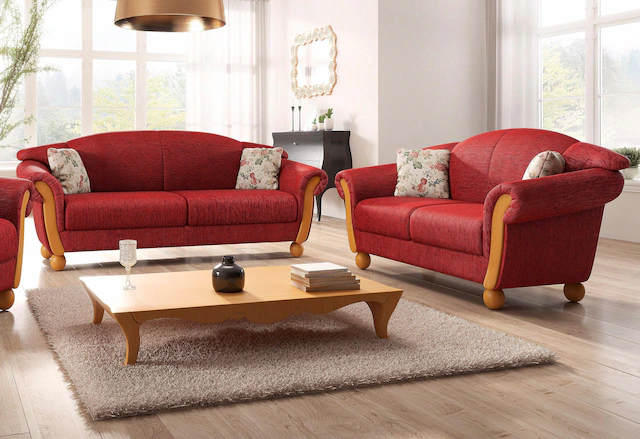 Home affaire Polstergarnitur »Milano, bequem durch Federkern, Landhaus Stil, geschwungene Armlehnen« 2 Stk. tlg. 2-Sitzer und 3-Sitzer