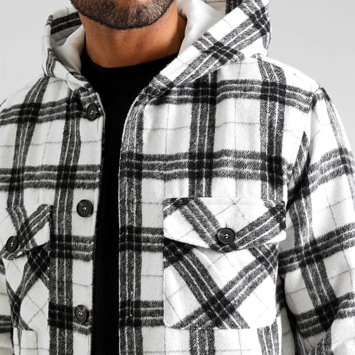 Surchemise A Carreaux Avec Capuche 0388 Noir Blanc