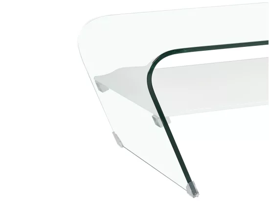 Table basse - Verre trempé - Tablette blanche laquée - KELLY