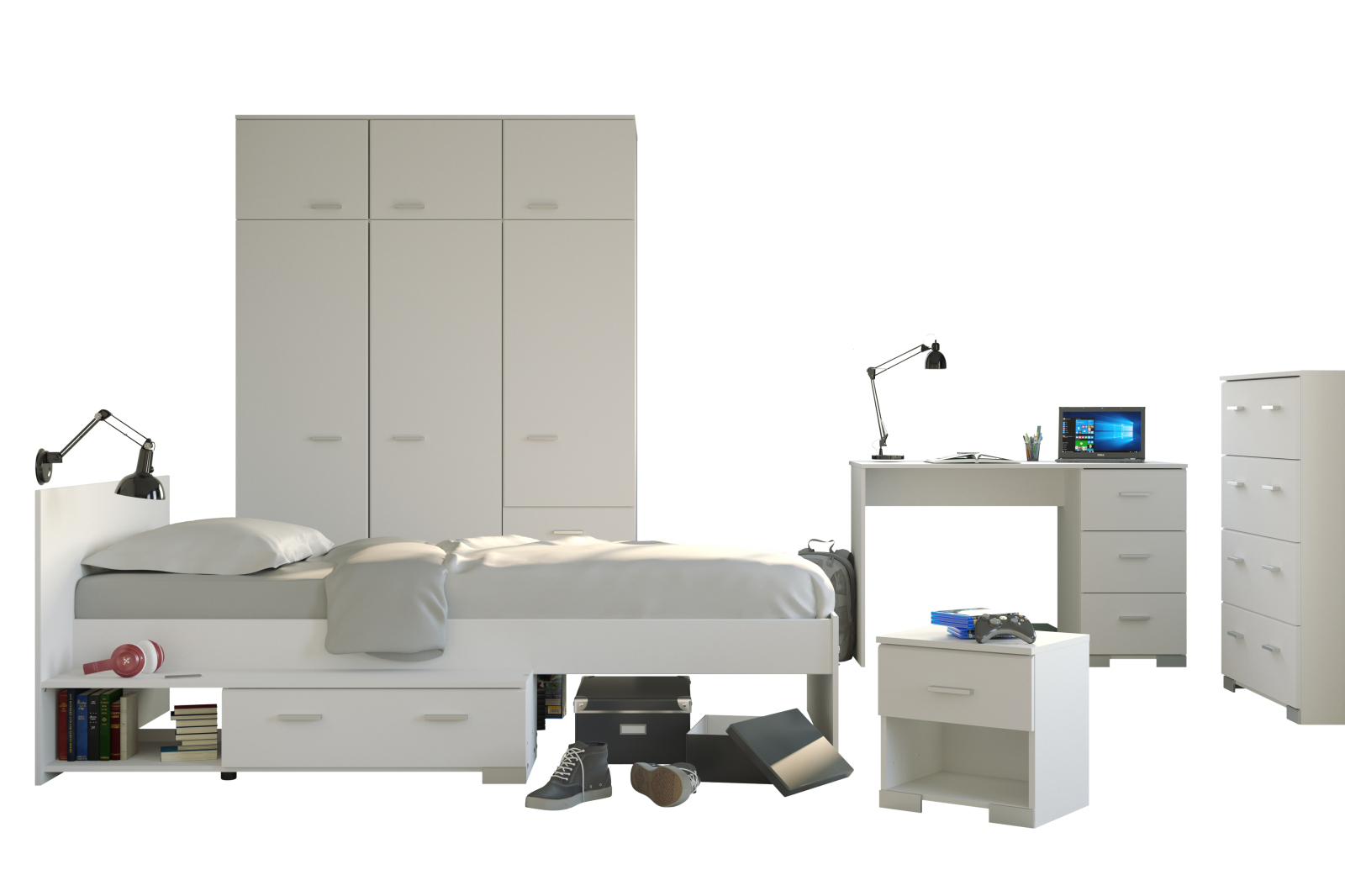 5-teiliges Kinderzimmer-Set GALAXY - weiß - 90x200 cm