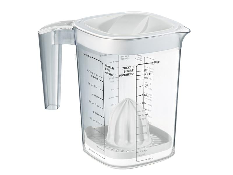 Rotho Messbecher Loft 15 dl, Transparent/Weiss Messbecher aus transparentem Kunststoff