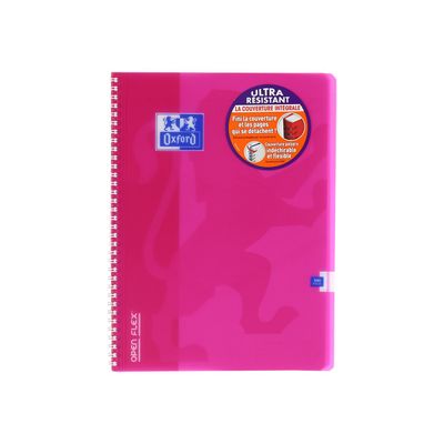 Oxford Openflex - Cahier polypro à spirale A4 (21x29,7 cm) - 100 pages - grands carreaux (Seyes) - disponible dans différentes couleurs