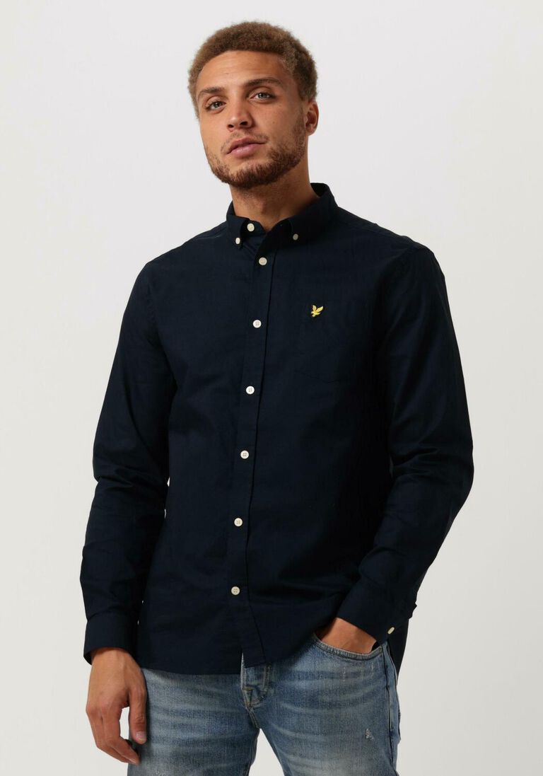 LYLE & SCOTT donkerblauwe lyle & scott casual overhemd regular fit light weight oxford shirt