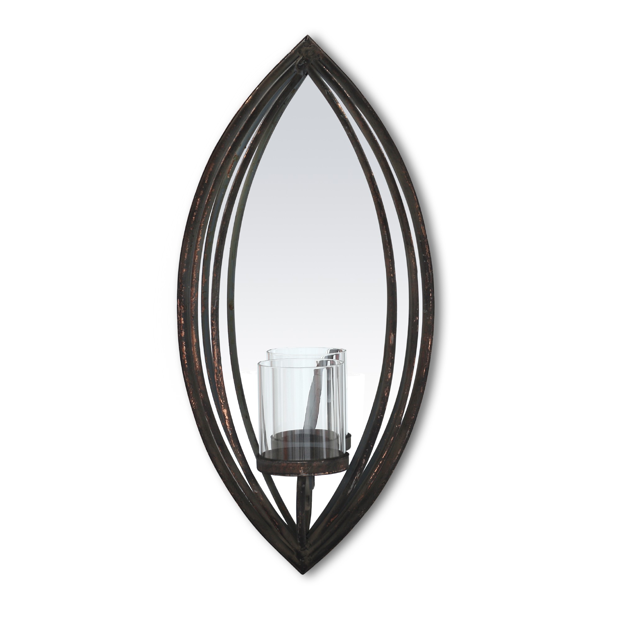 Kerzenwandhalter 'Weedham', rostbraun, T 21 cm, B 10 cm, H 42 cm von fischer's lagerhaus