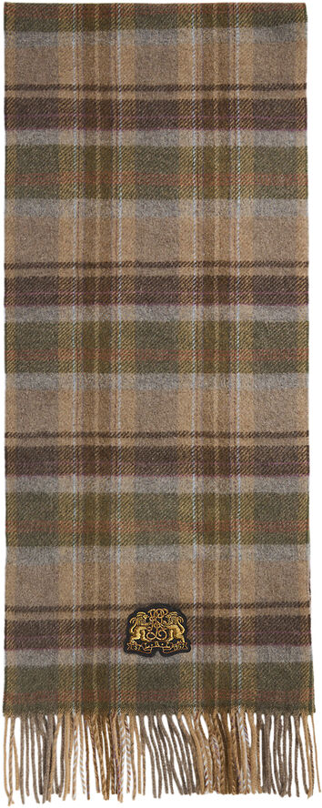 Lauren Ralph Lauren WOOL BLEND-MENSWR SCRF WTH BLLN Olive multi plaid
