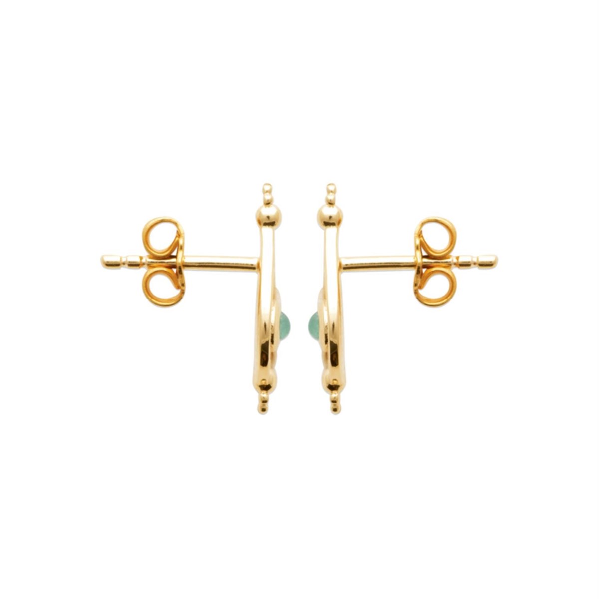 Boucles d'oreilles goutte d'eau style orientale pierre naturelle aventurine Plaqué OR 750 3 microns