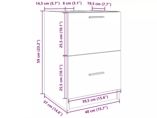 Meuble d'évier chêne fumé 40x37x59 cm bois d'ingénierie