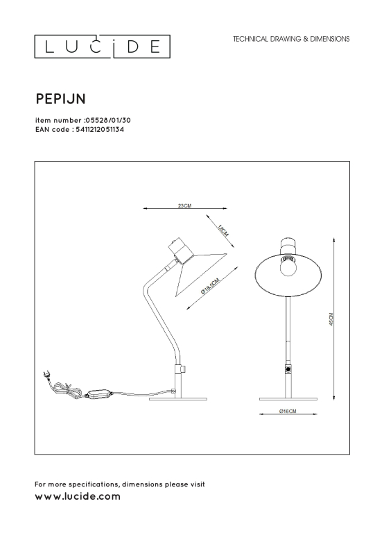 Lucide Pepijn tafellamp zwart