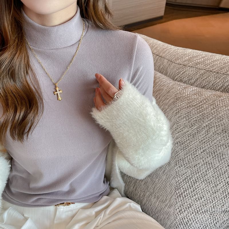 Hopsi - Effen T-shirt met lange mouwen en mockneck