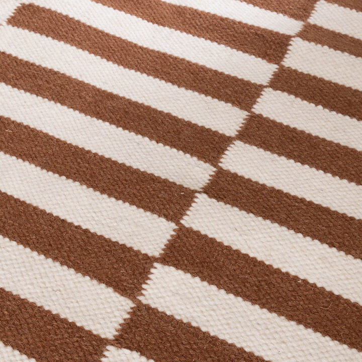 Katoenen vloerkleed - Dazzle Blocks Bruin/Wit