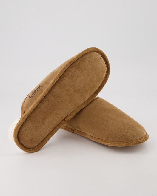 Fellhof Pantoffel Trendy Hausschuhe in Braun