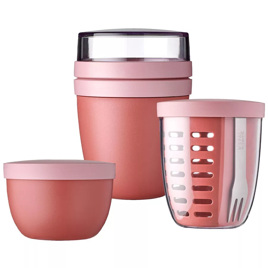 Mepal Lunchpot, Fruitpot und Snackpot Ellipse 3er Set rosa-rot