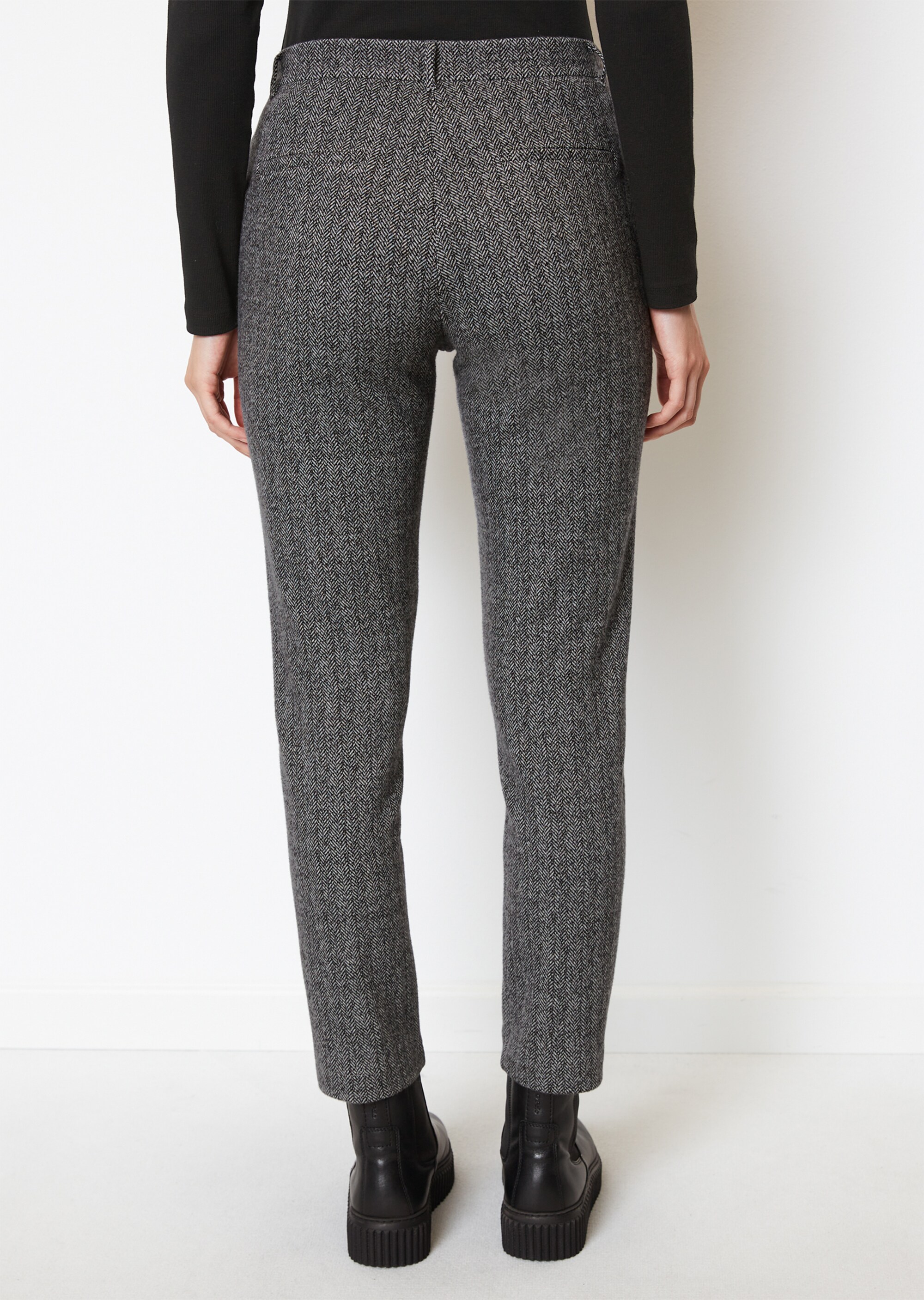 Jersey-Hose mit Fischgrätmuster aus Organic Cotton-Mix