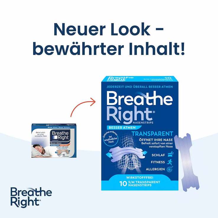 Besser Atmen Breathe Right Nasenpflaster normal transparent , 10 St