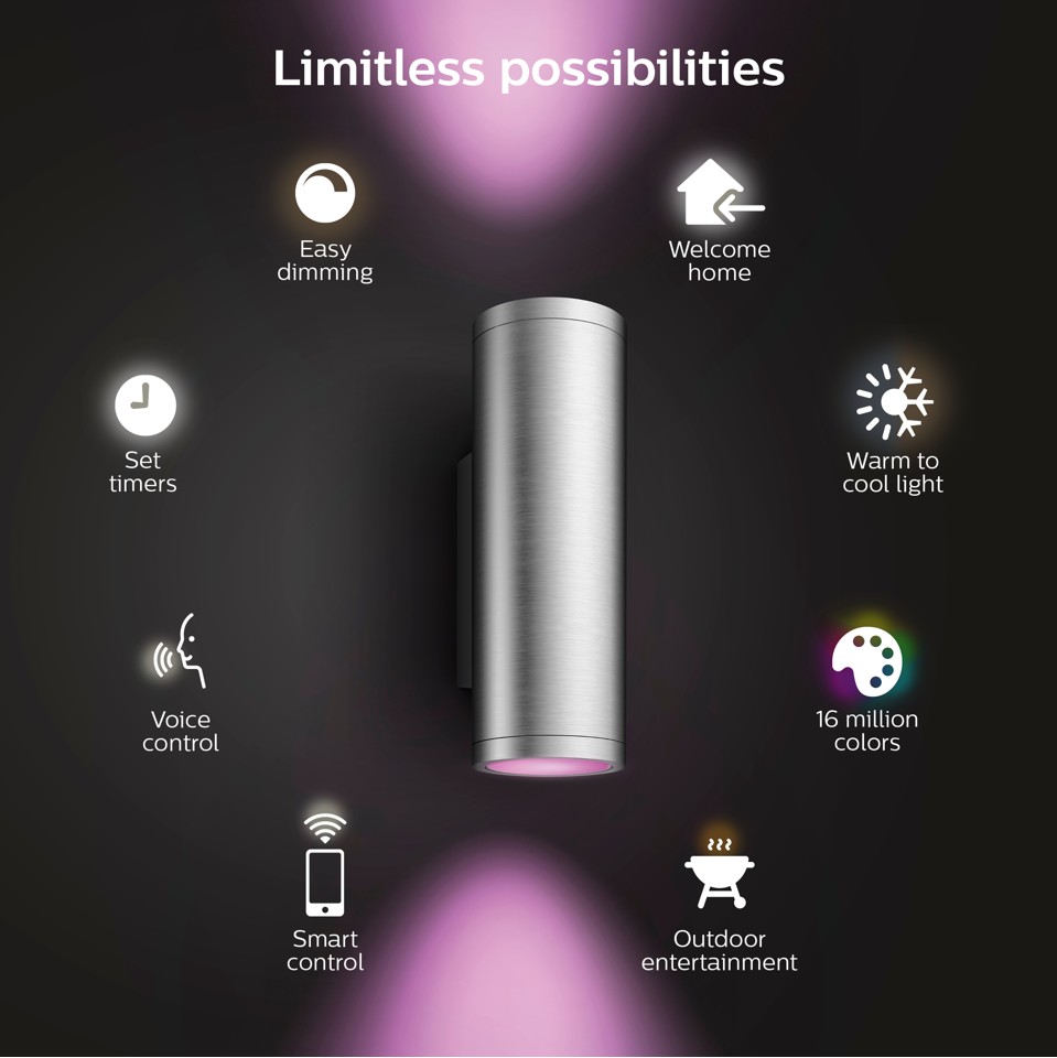Philips Hue - Appear Wall Light - Hue Outdoor - White & Color Ambiance