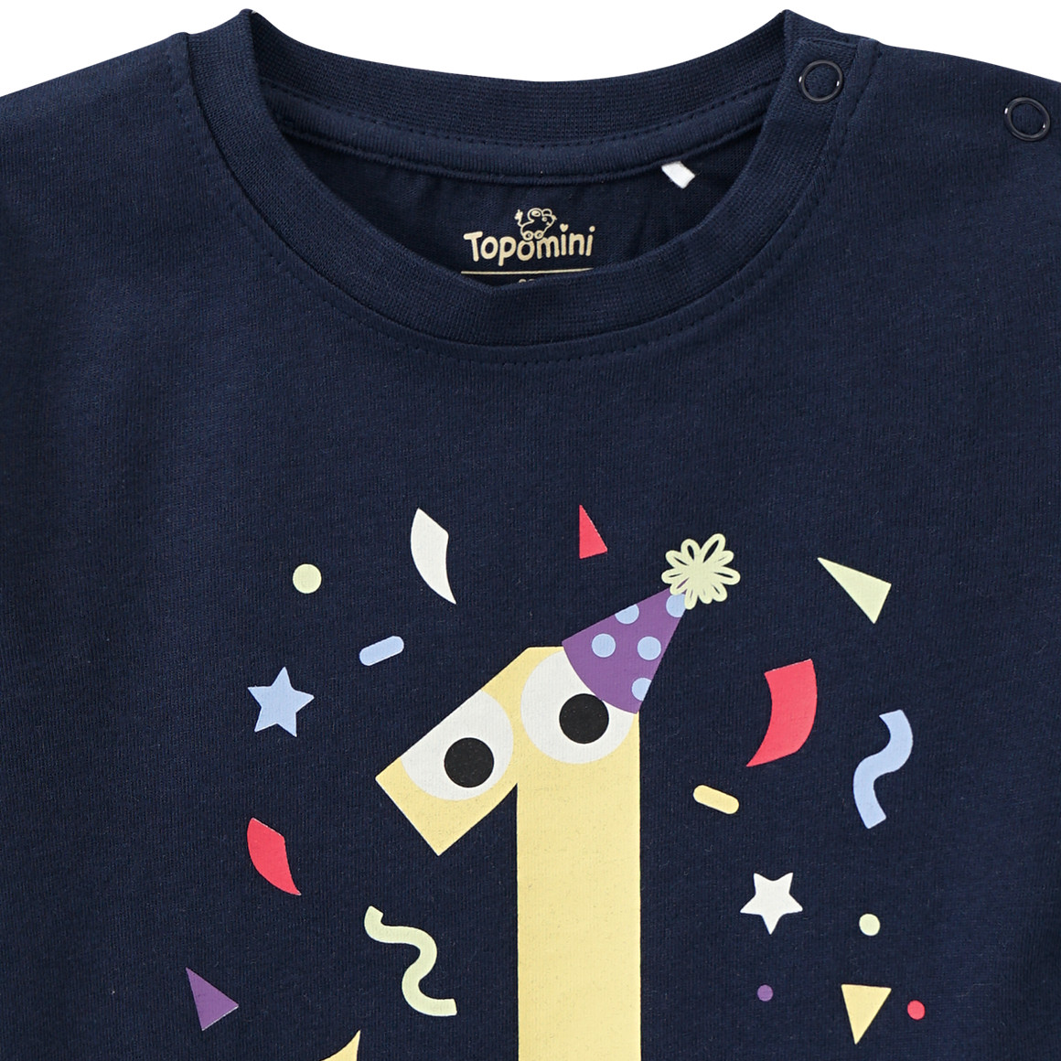 Topomini Baby T-Shirt mit Geburtstagszahl 1 dunkelblau