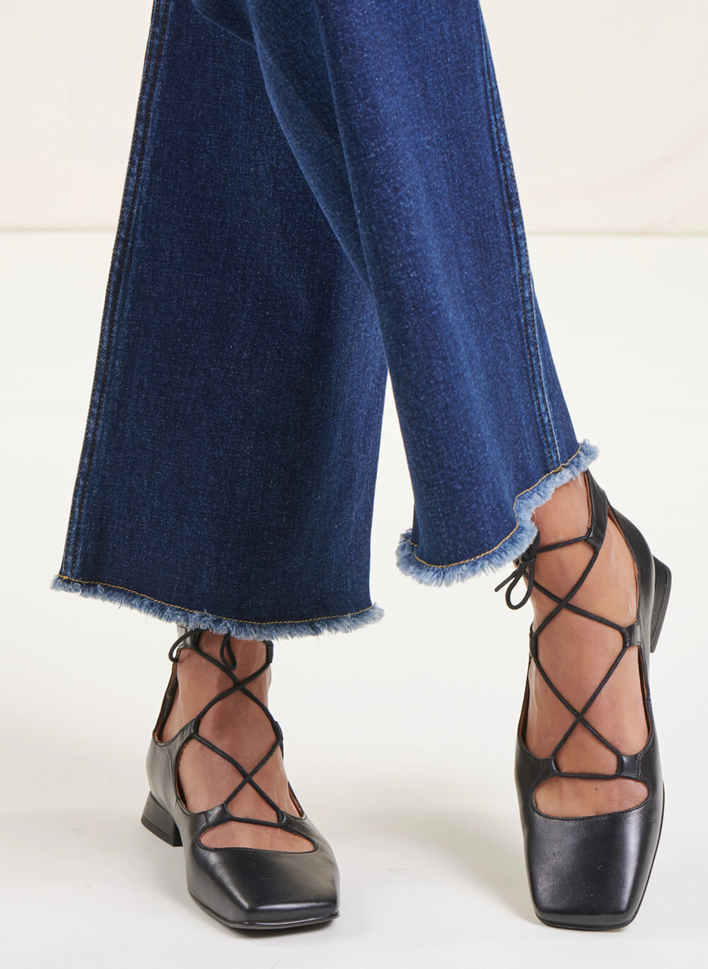 Ballerines en cuir mélangé | Noir