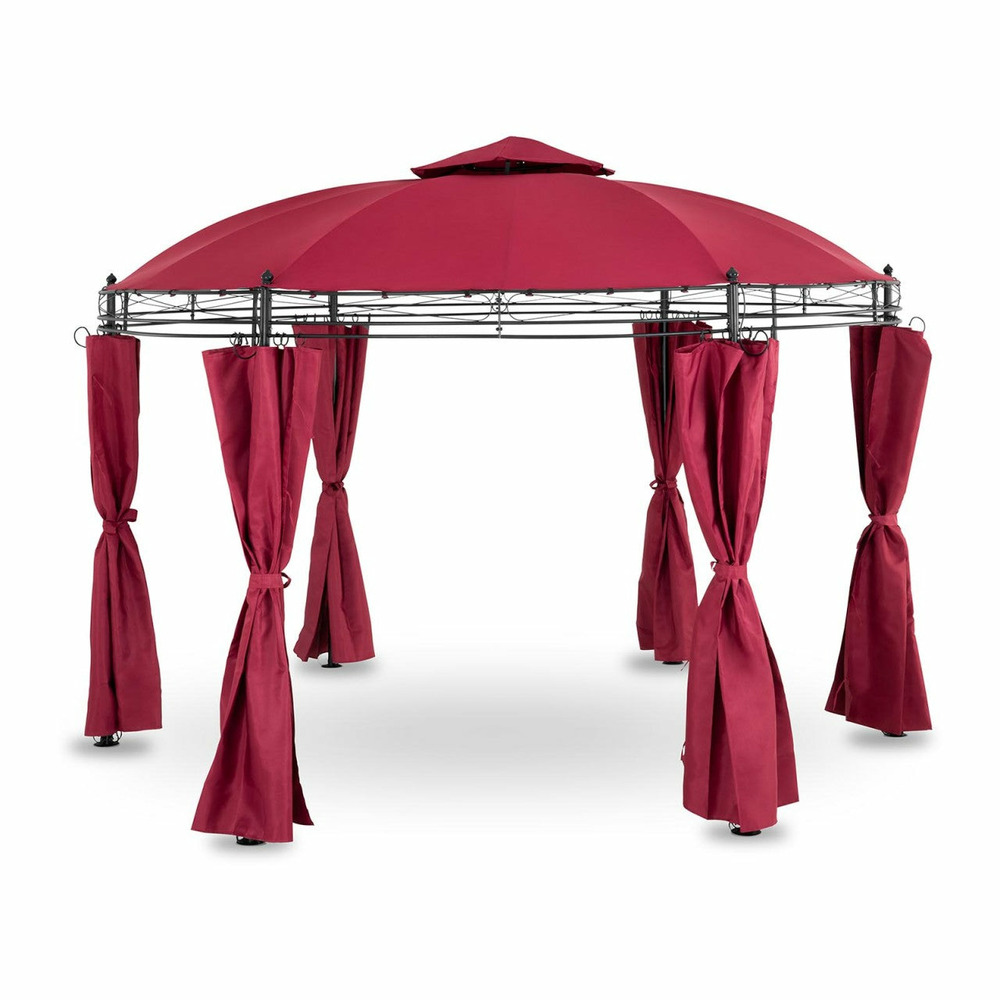 Pergola pavillon barnum tonnelle tente abri gazebo de jardin terrasse beige rouge - 3,5 m - 180 g/m²