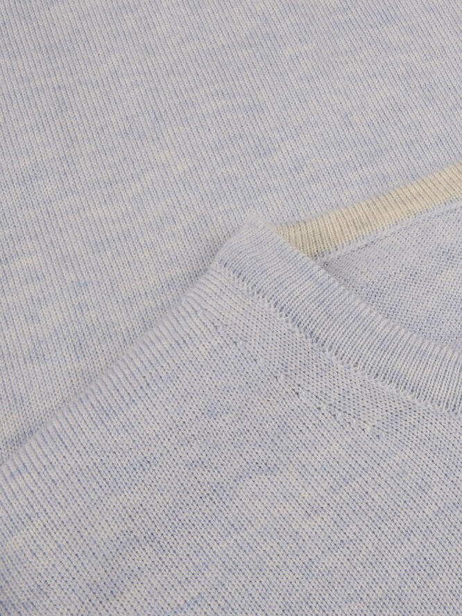 Stenströms Sweater Knitted Crew Neck With Patch Merino Wool Blue