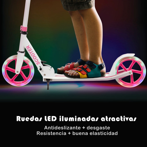 Patinete dobrável Costway com altura ajustável, capacidade de carga de até 100 kg e 2 rodas com luzes.