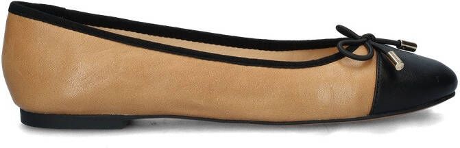 Nelson leren ballerina's beige zwart