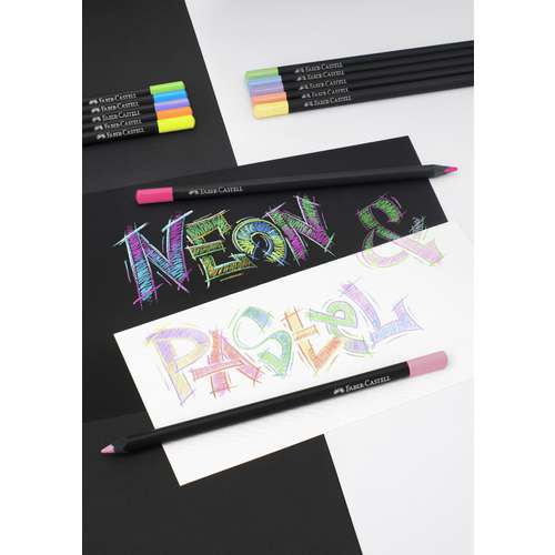 FABER-CASTELL Black Edition Buntstifte Neon & Pastell, 12er-Kartonetui