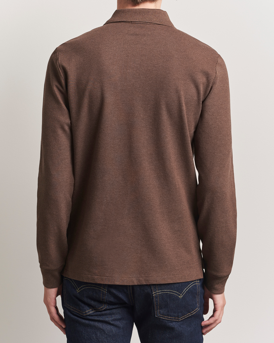 Polo Ralph Lauren Custom Slim Fit Long Sleeve Polo Nutmeg Brown Heather