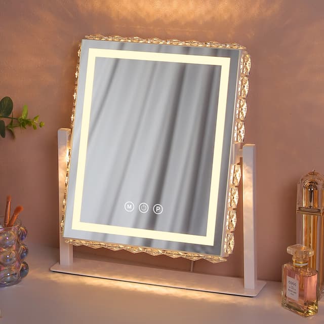 VANITII Hollywood spejl med indbygget LED-belysning Krystalramme 25 x 30 cm