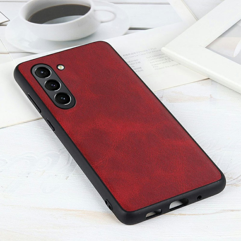 Samsung Galaxy S21 FE 5G Hybrid Hardcase Hülle mit Leder Rückseite - Rot