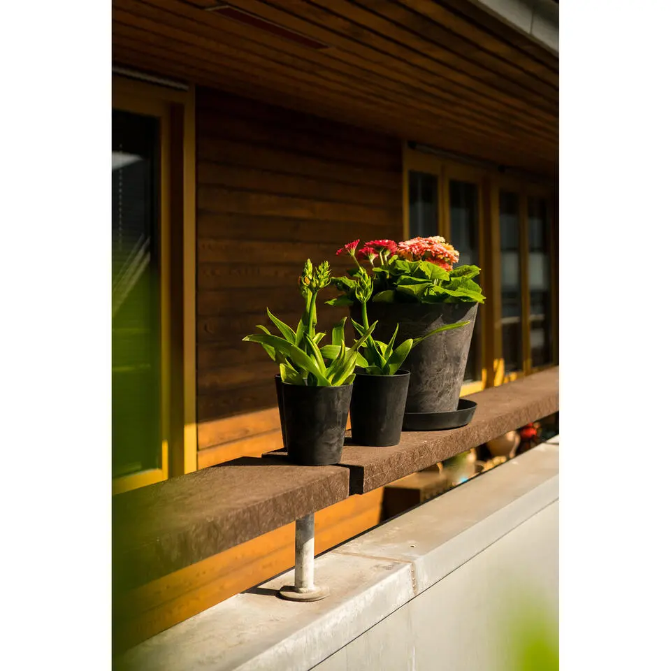 Ter Steege Bloempot - zwart - natuursteen look - D32 x H29 cm