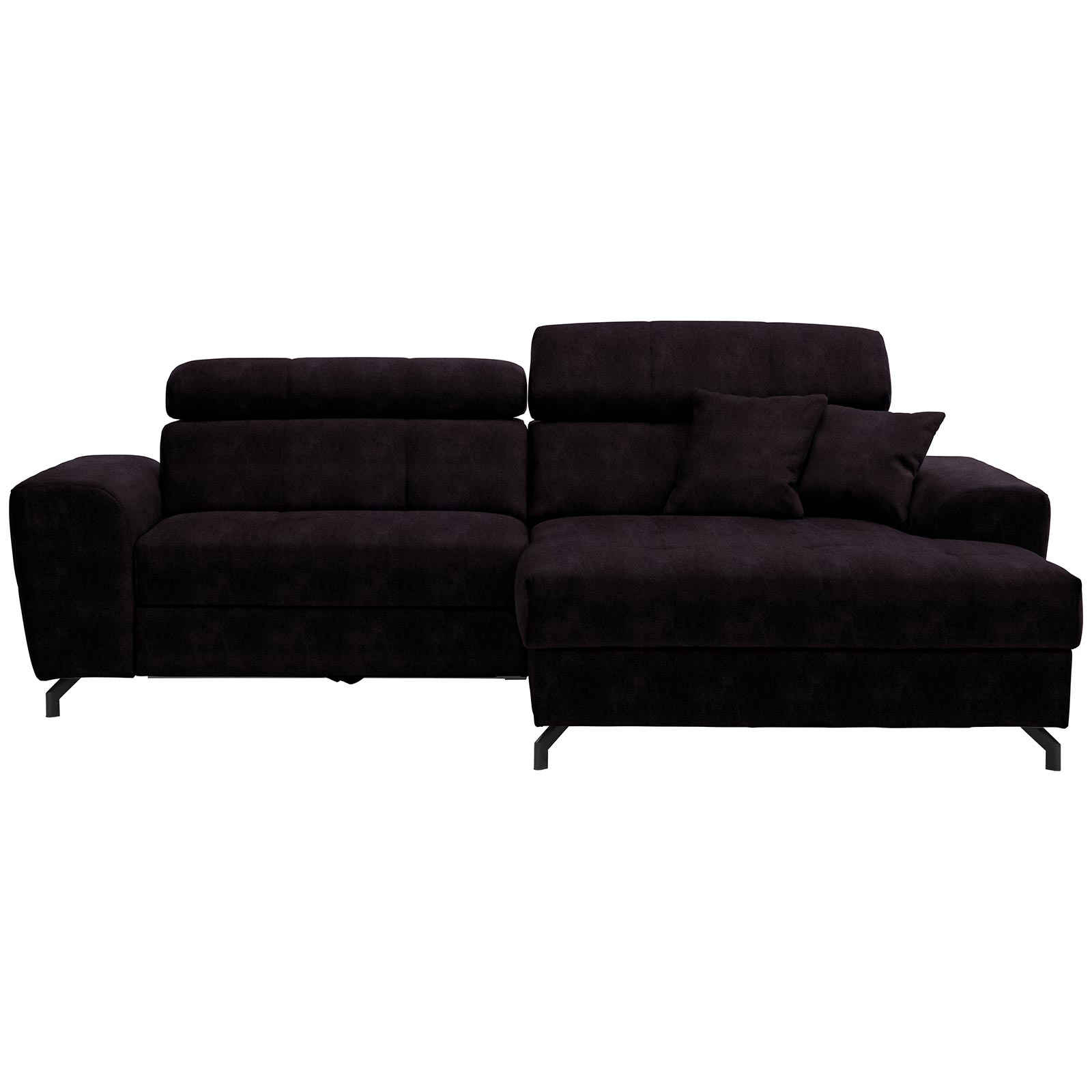 Ecksofa - aubergine - Samt - mit Liegefunktion - Recamiere rechts