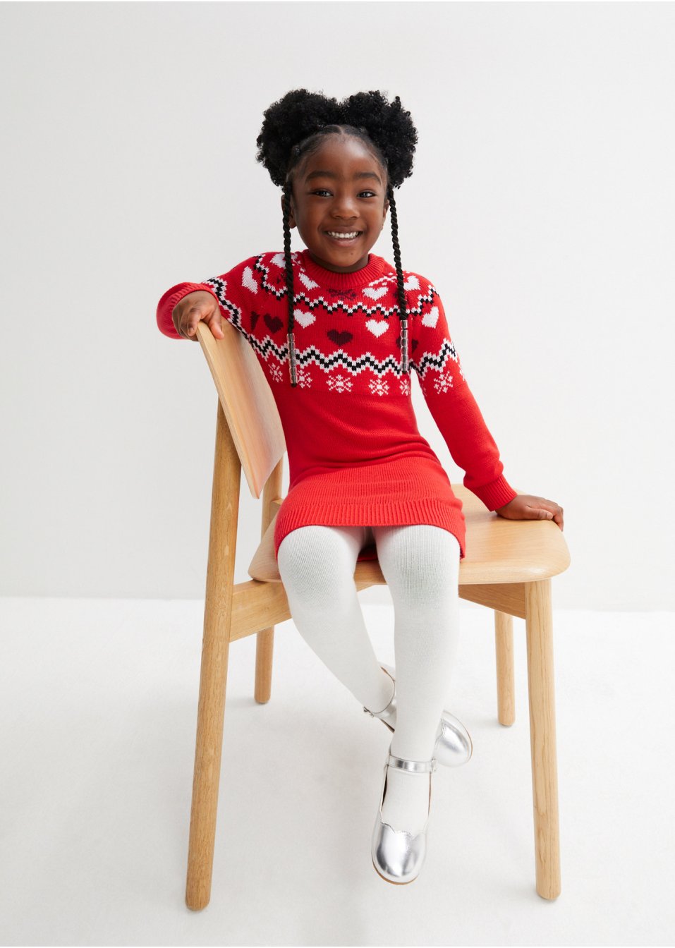 Robe en maille fille à motif norvégien