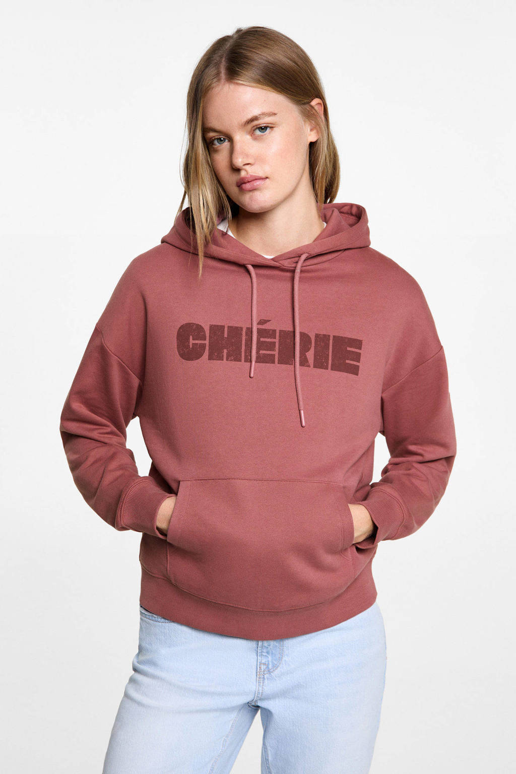 MANGO TEEN hoodie met tekst steenrood