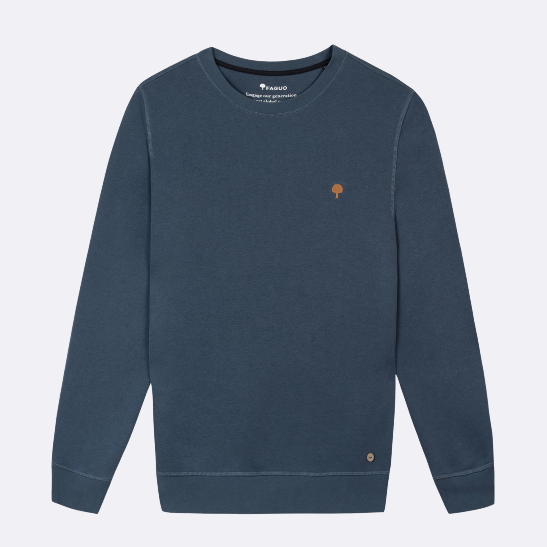 Sweat bleu broderie arbre coton et coton recyclé - modèle donzy