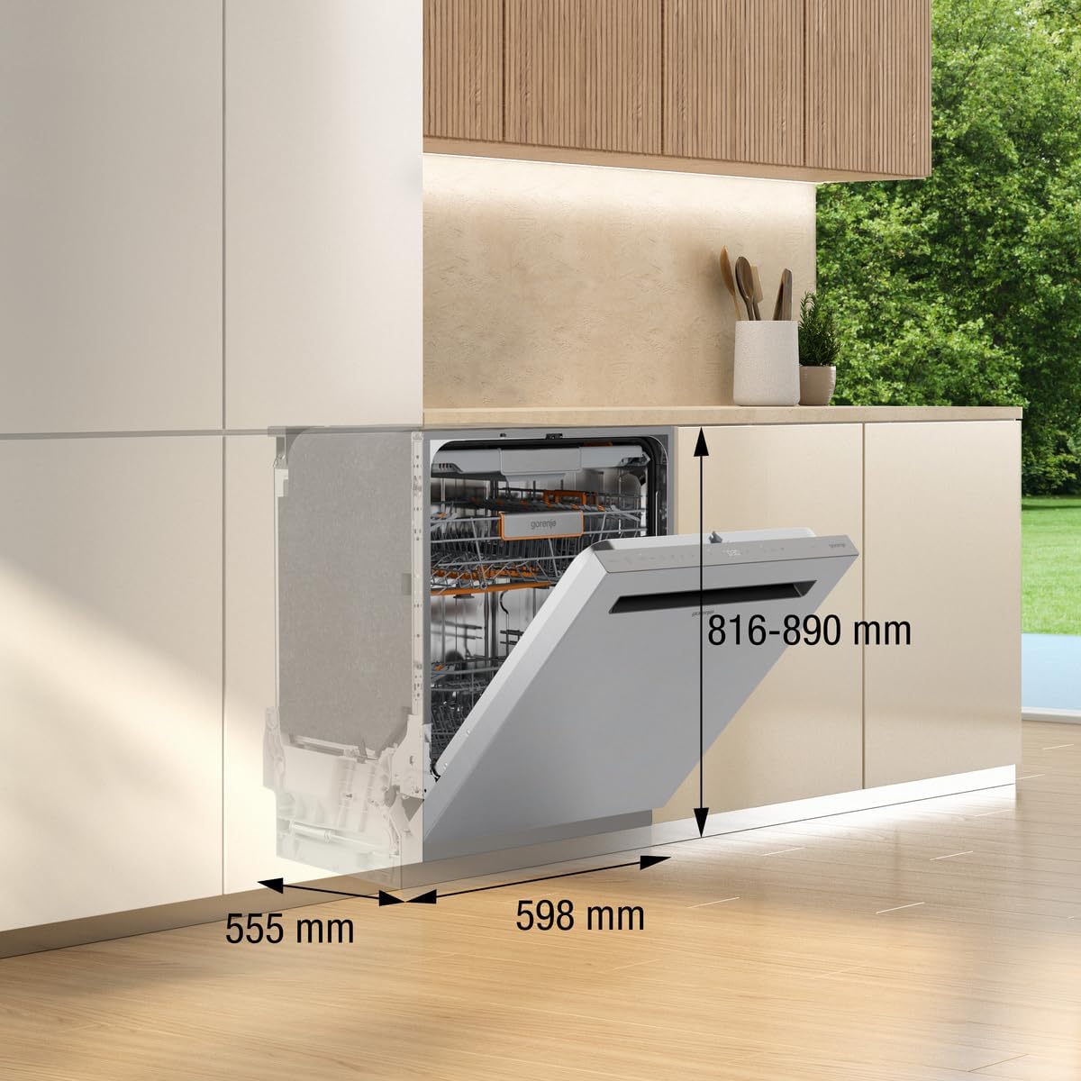 Gorenje ULTRA16BUWIFIX Geschirrspüler/Unterbaugerät/60 breite/16 Maßgedecke/6 Programme/EU Made/TotalDry/Status LED-Licht/FlexUse/Total AquaStop/MultiClack/EEK: B/Einbaumaße (HxBxT):82 x 60 x 57,5 cm