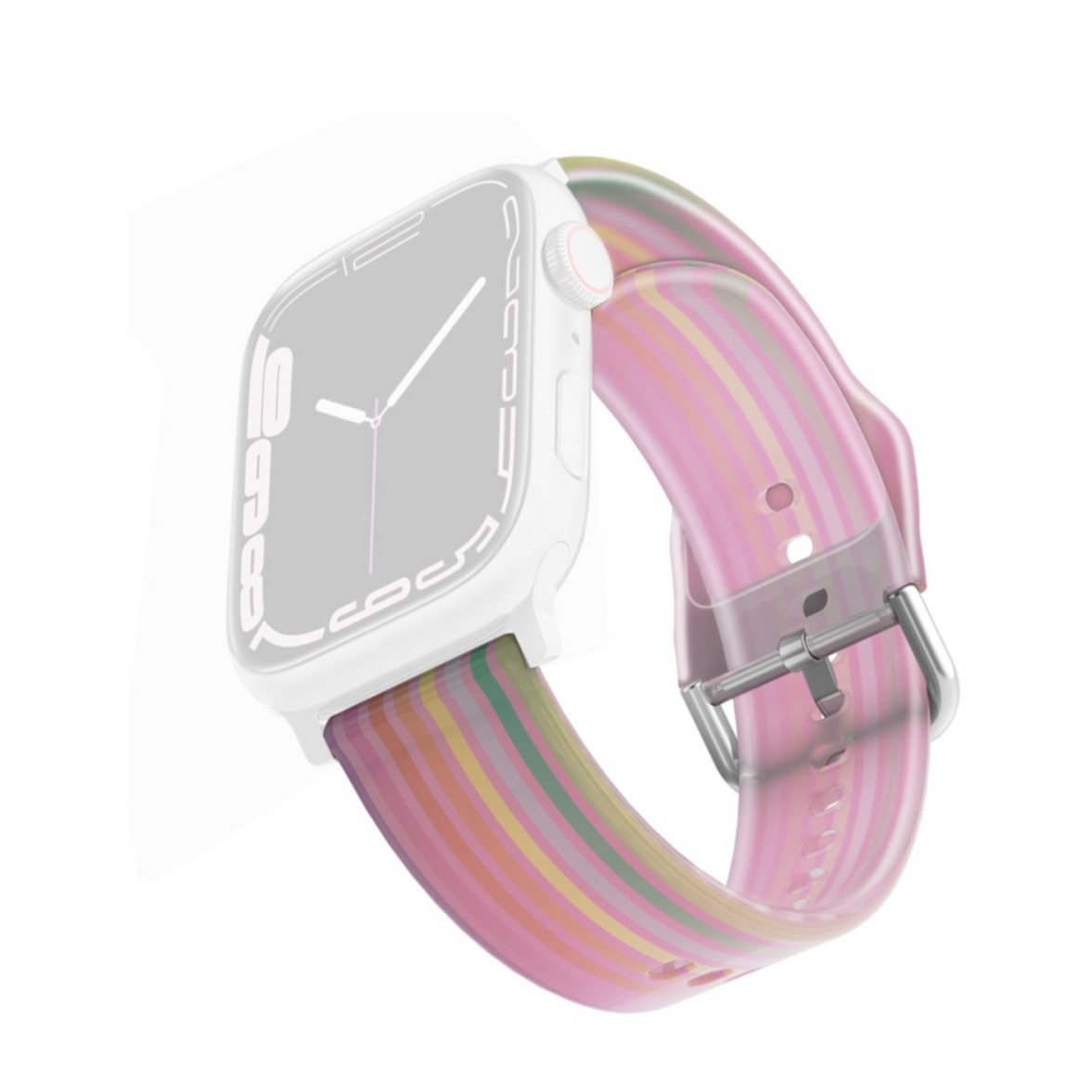 Apple Watch (42/41/40/38 mm) Silikon Sport Armband mit Dornschliesse (Gelenkumfang: 185-225mm) - Pink Rainbow