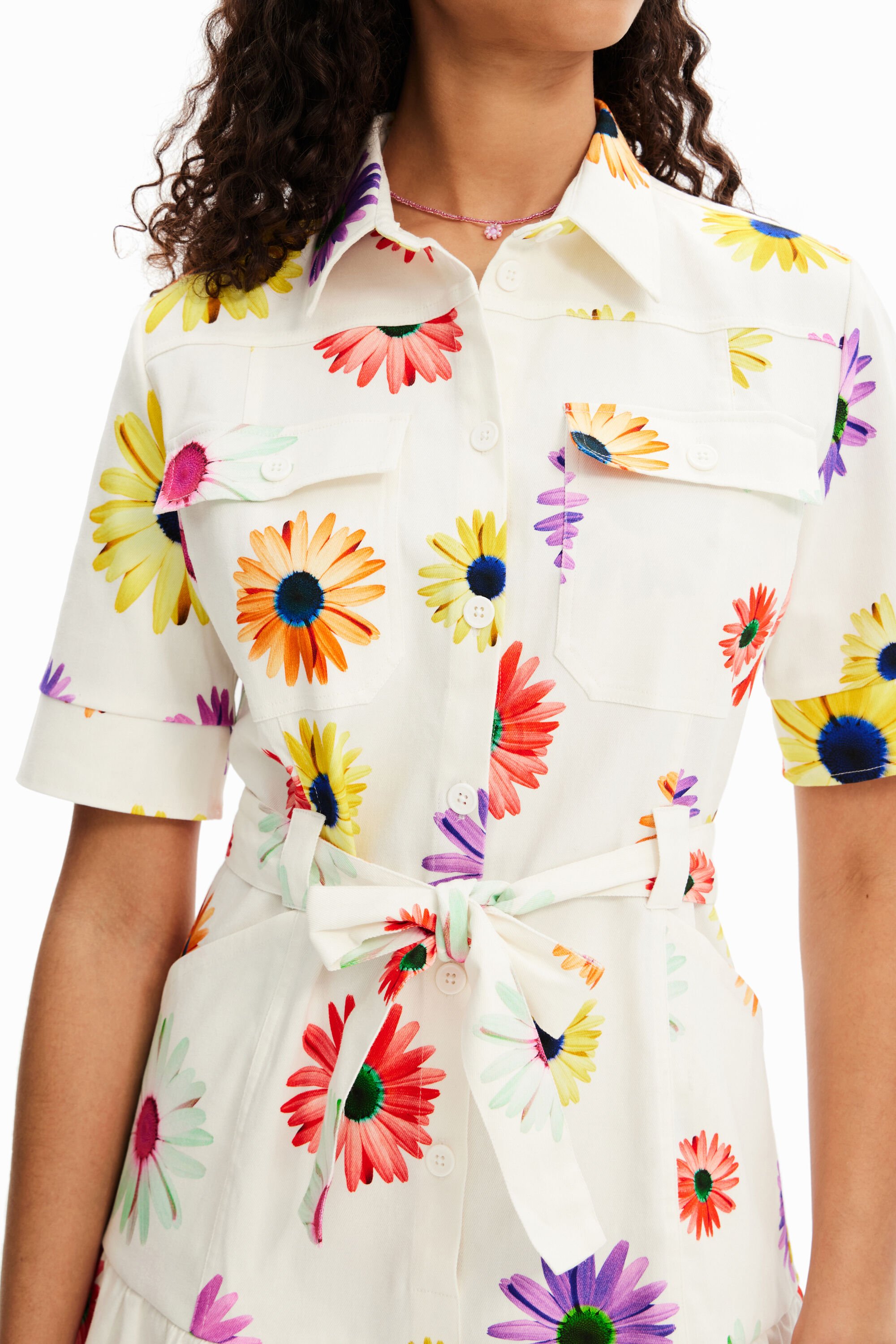 Robe chemise courte fleurs M. Christian Lacroix