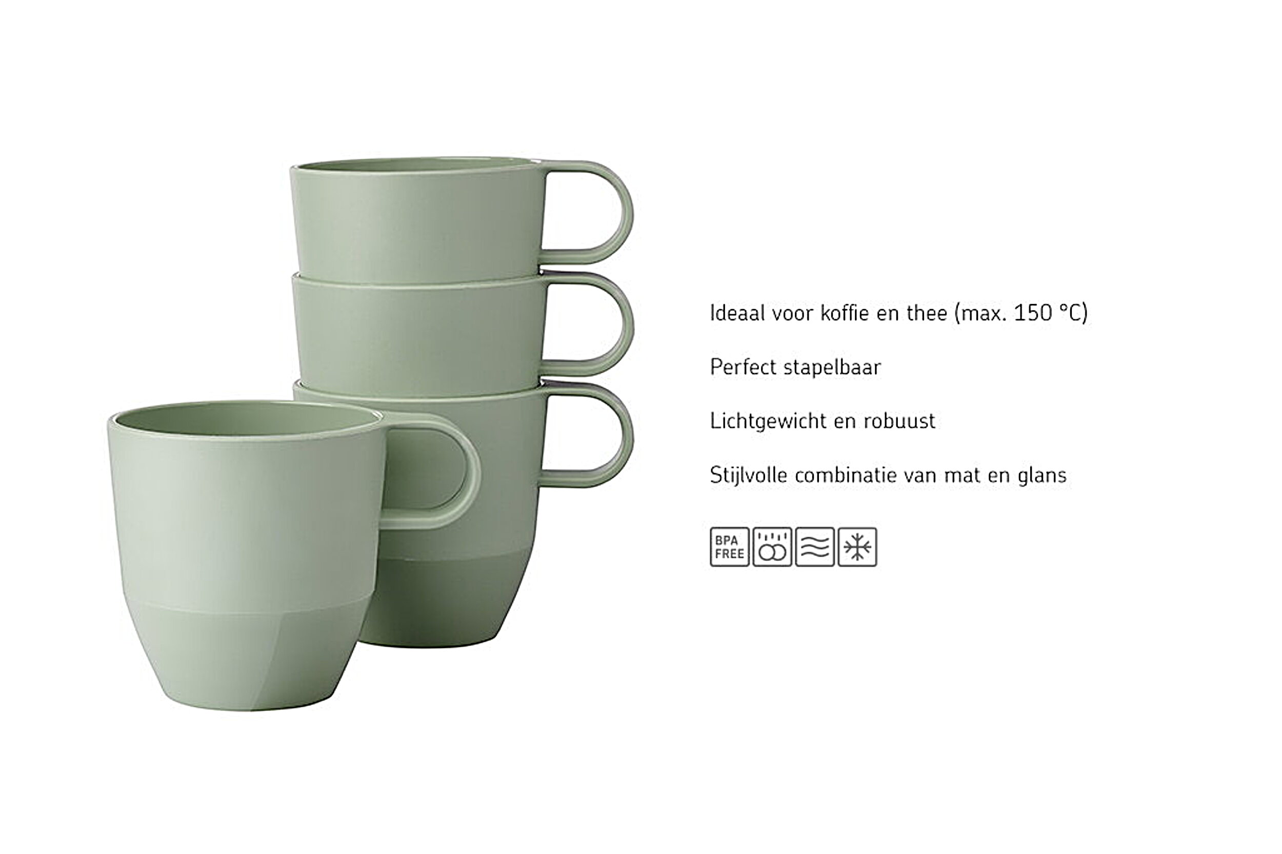 Mepal Silueta 300 ml set van 4 mokken - Green