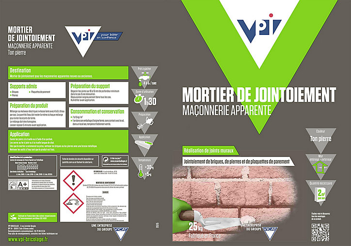 Mortier de jointoiement VPI ton pierre 25 kg