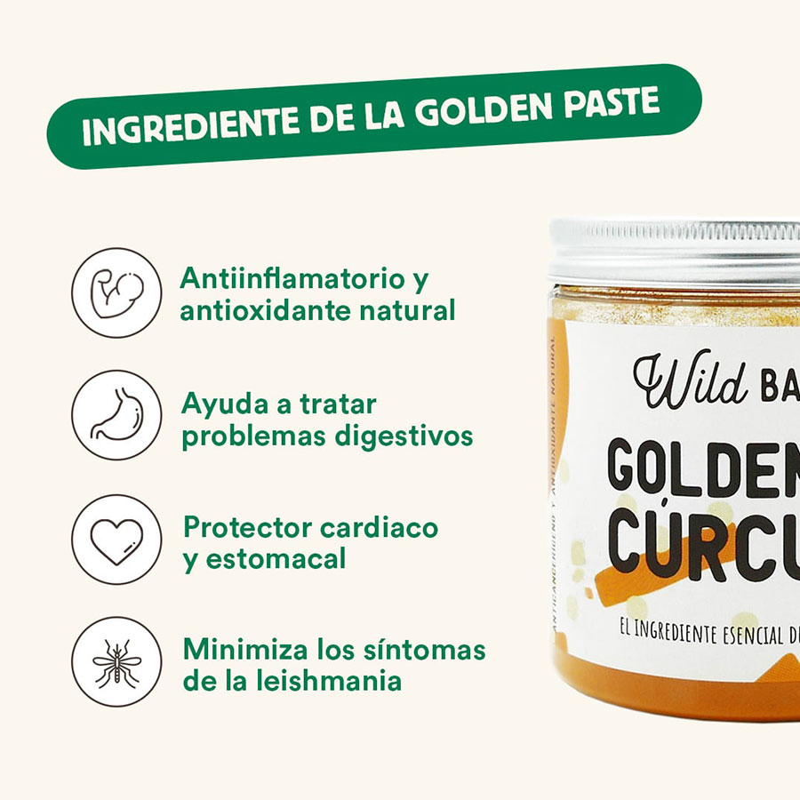 Suplemento anti-inflamatório e antioxidante de cúrcuma dourada para cães.