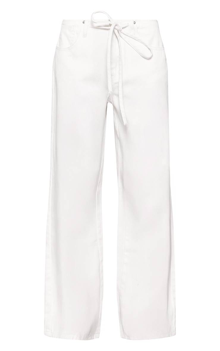 Blanc Jean Droit Taille Mi-haute