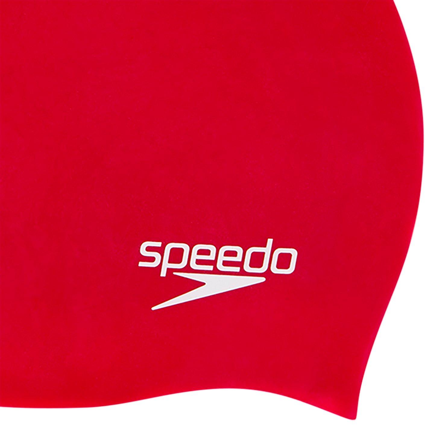 Speedo Unisex Plain Moulded Silicone Cap Red Junior